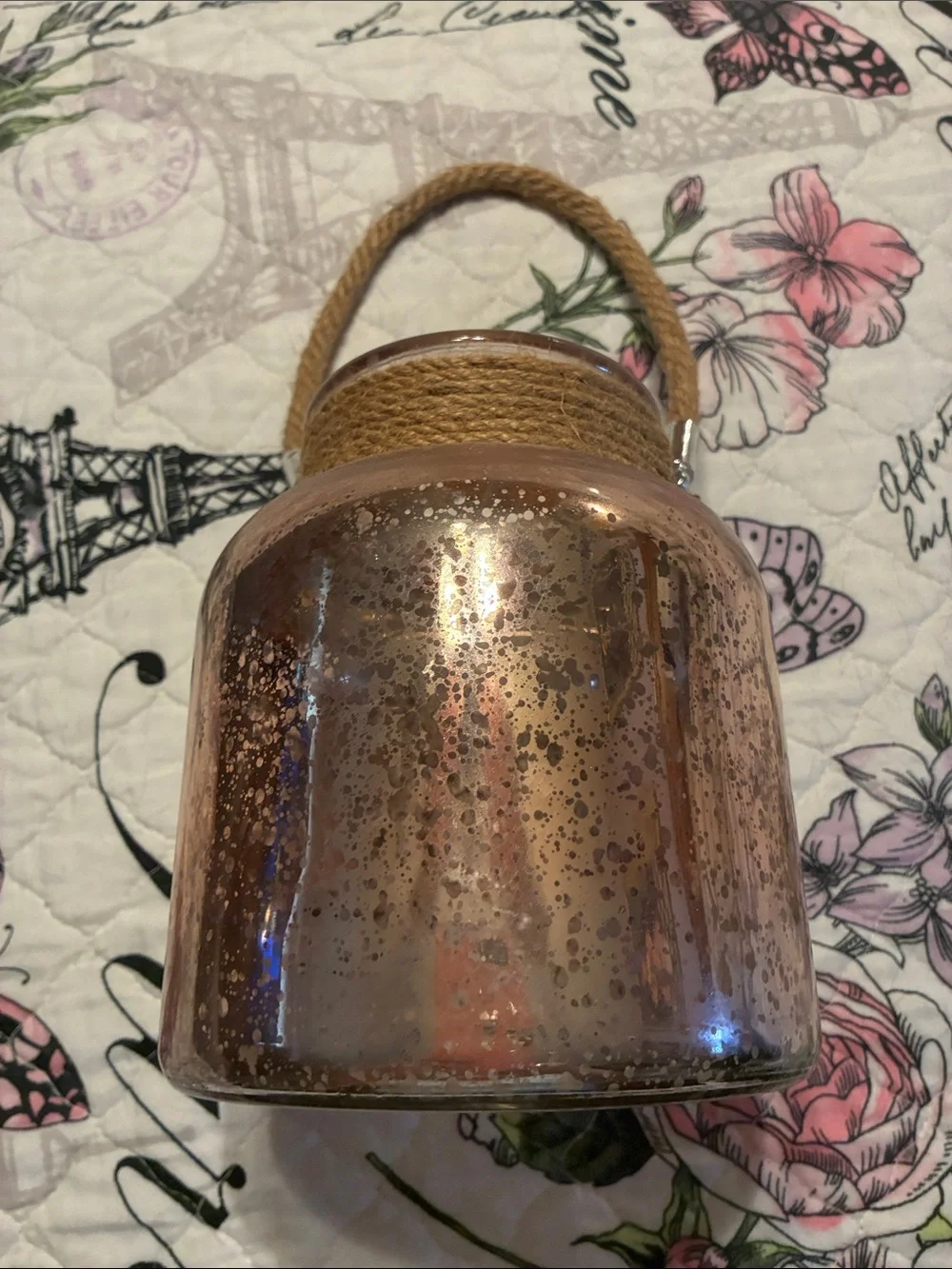 Gold Glass Rope-Handled Decorative Vase